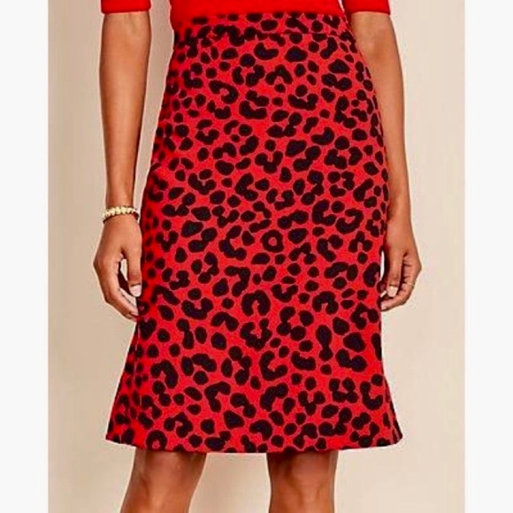 Ann Taylor Dresses & Skirts - ANN TAYLOR Red & Black Cheetah Print Flounce Pencil Skirt ~ Size 6